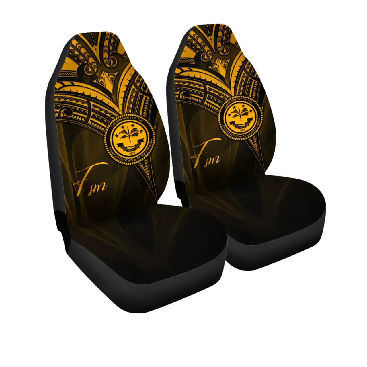 Federated States of Micronesia Car Seat Cover - Gold Color Cross Style