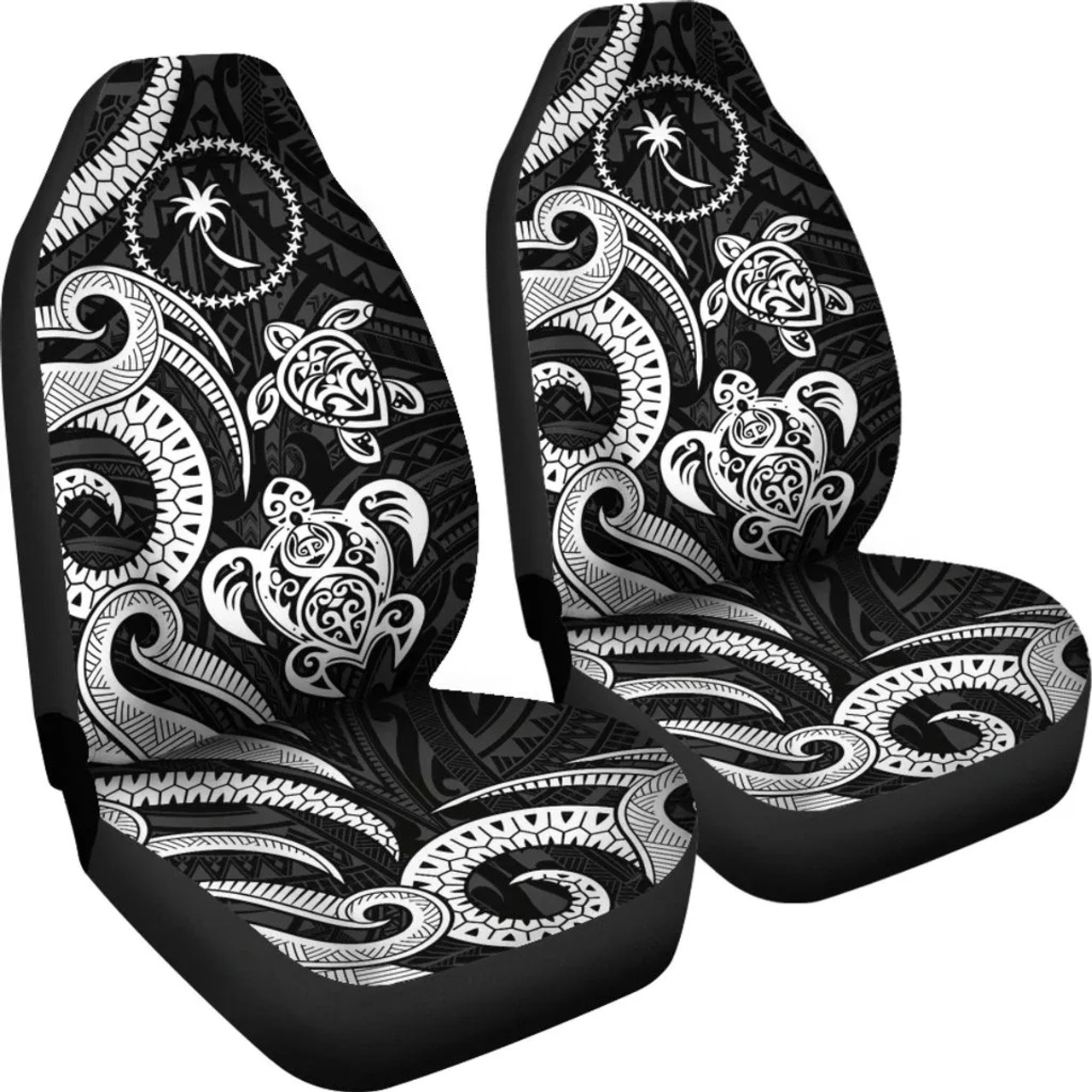 Chuuk Micronesian Car Seat Covers - White Tentacle Turtle