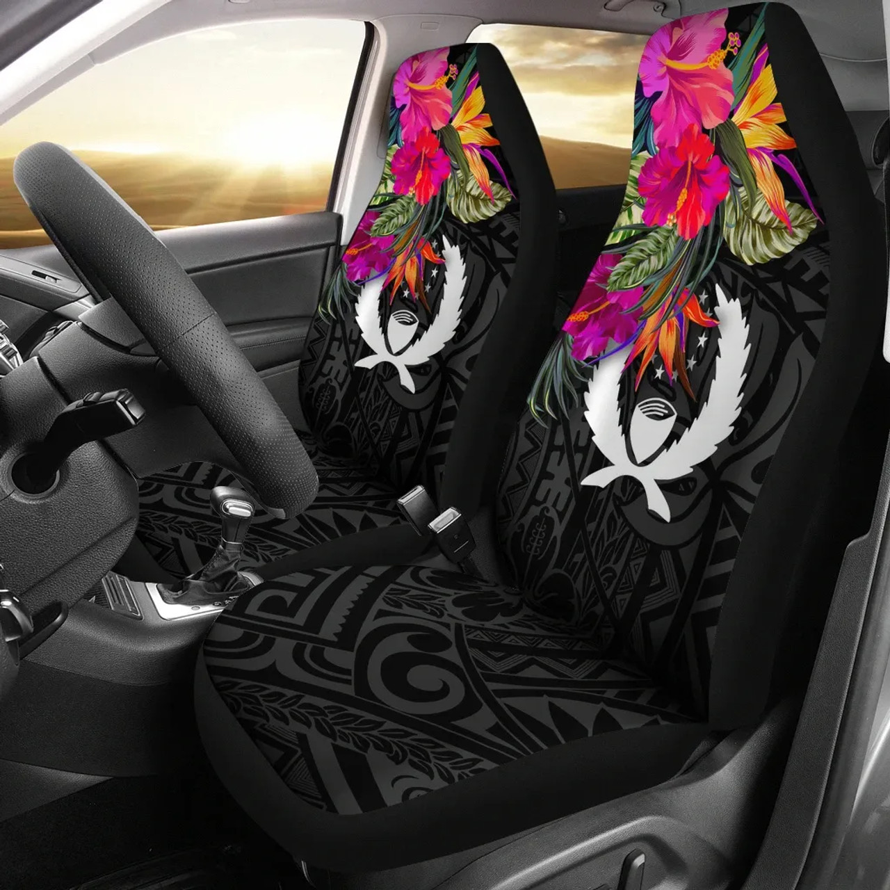 Pohnpei Car Seat Covers - Polynesian Hibiscus Pattern