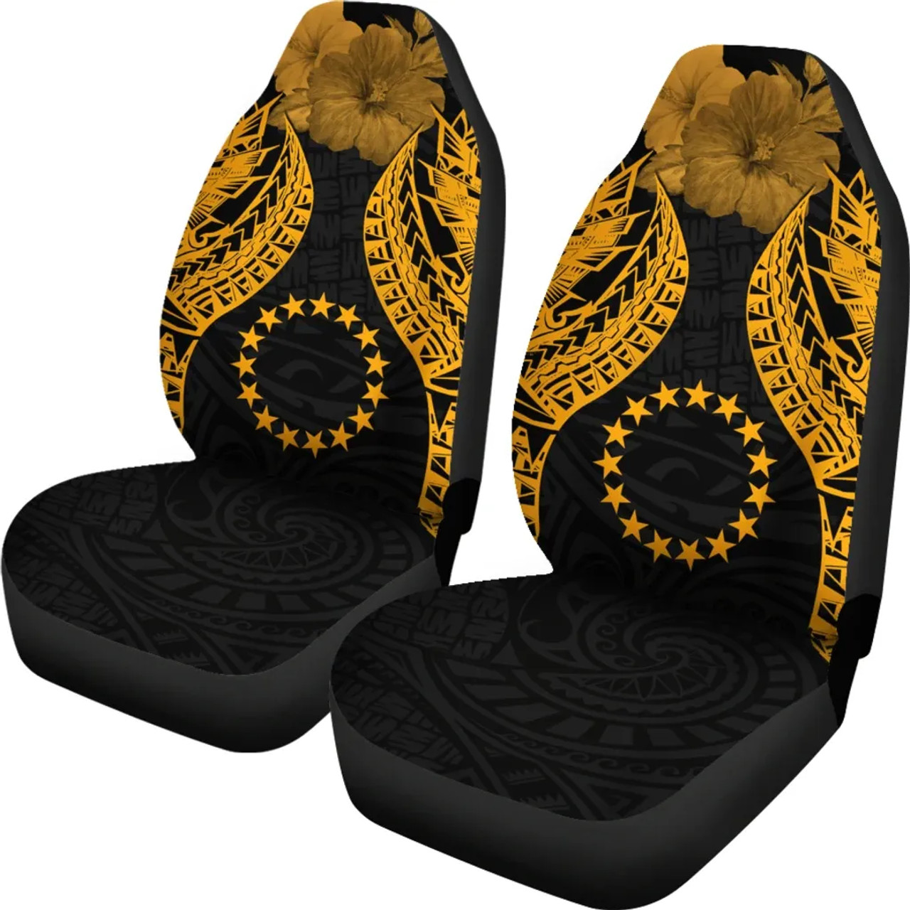 Cook islands Polynesian Car Seat Covers Pride Seal And Hibiscus Gold