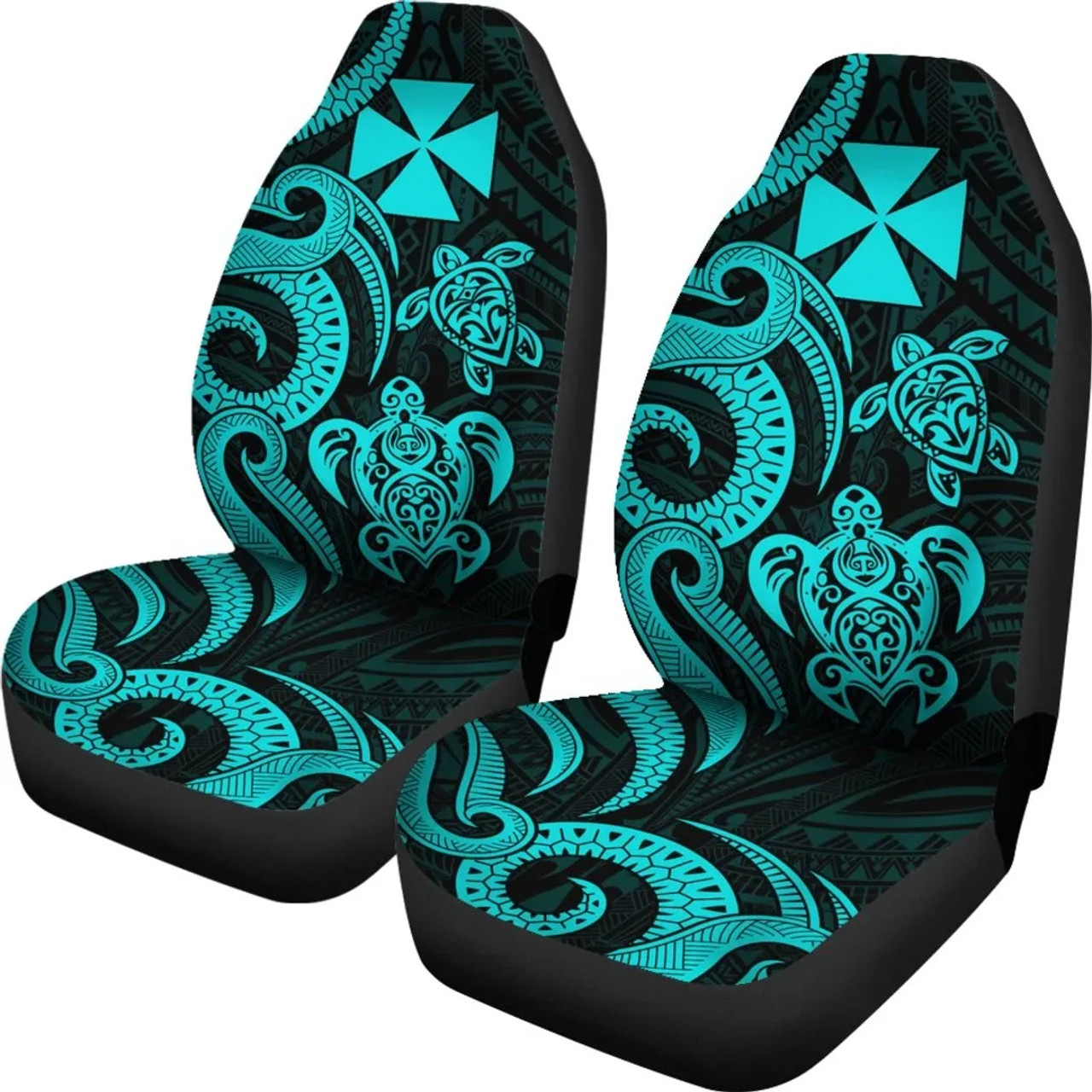 Wallis and Futuna Car Seat Covers - Turquoise Tentacle Turtle