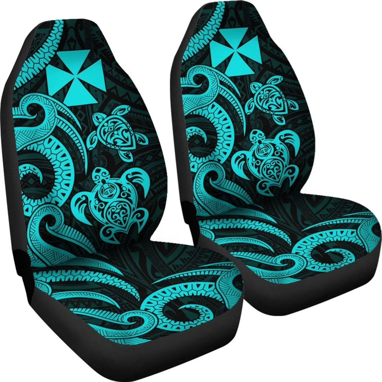 Wallis and Futuna Car Seat Covers - Turquoise Tentacle Turtle