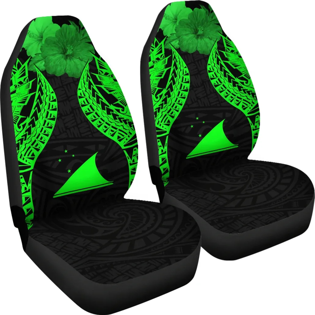 Tokelau Polynesian Car Seat Covers Pride Seal And Hibiscus Green