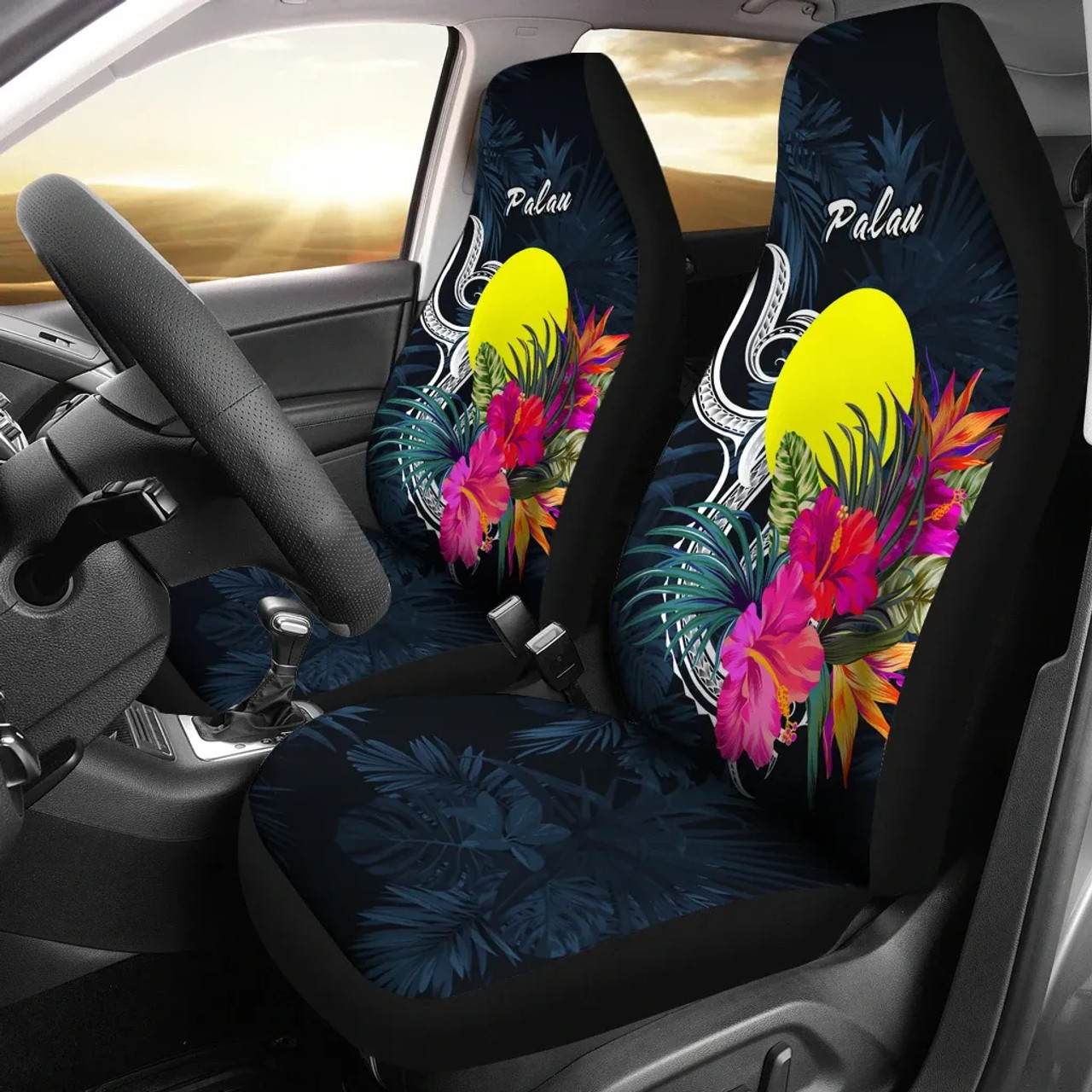 Palau Polynesian Car Seat Covers - Tropical Flower