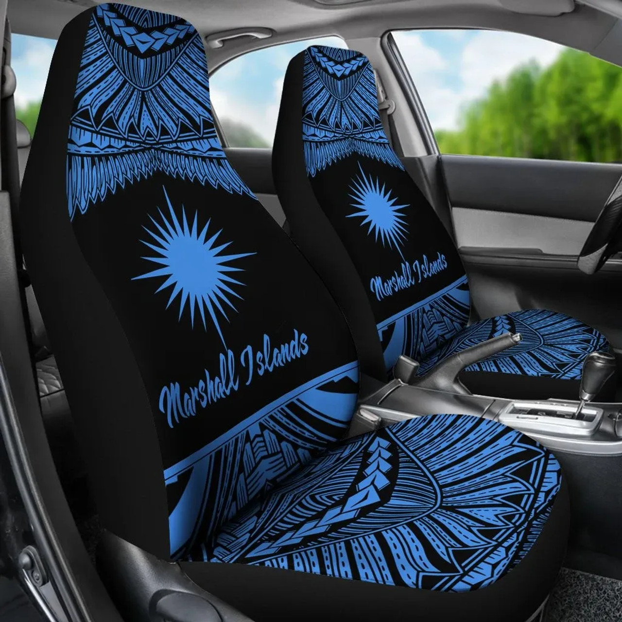 Marshall Islands Polynesian Car Seat Covers - Pride Blue Version