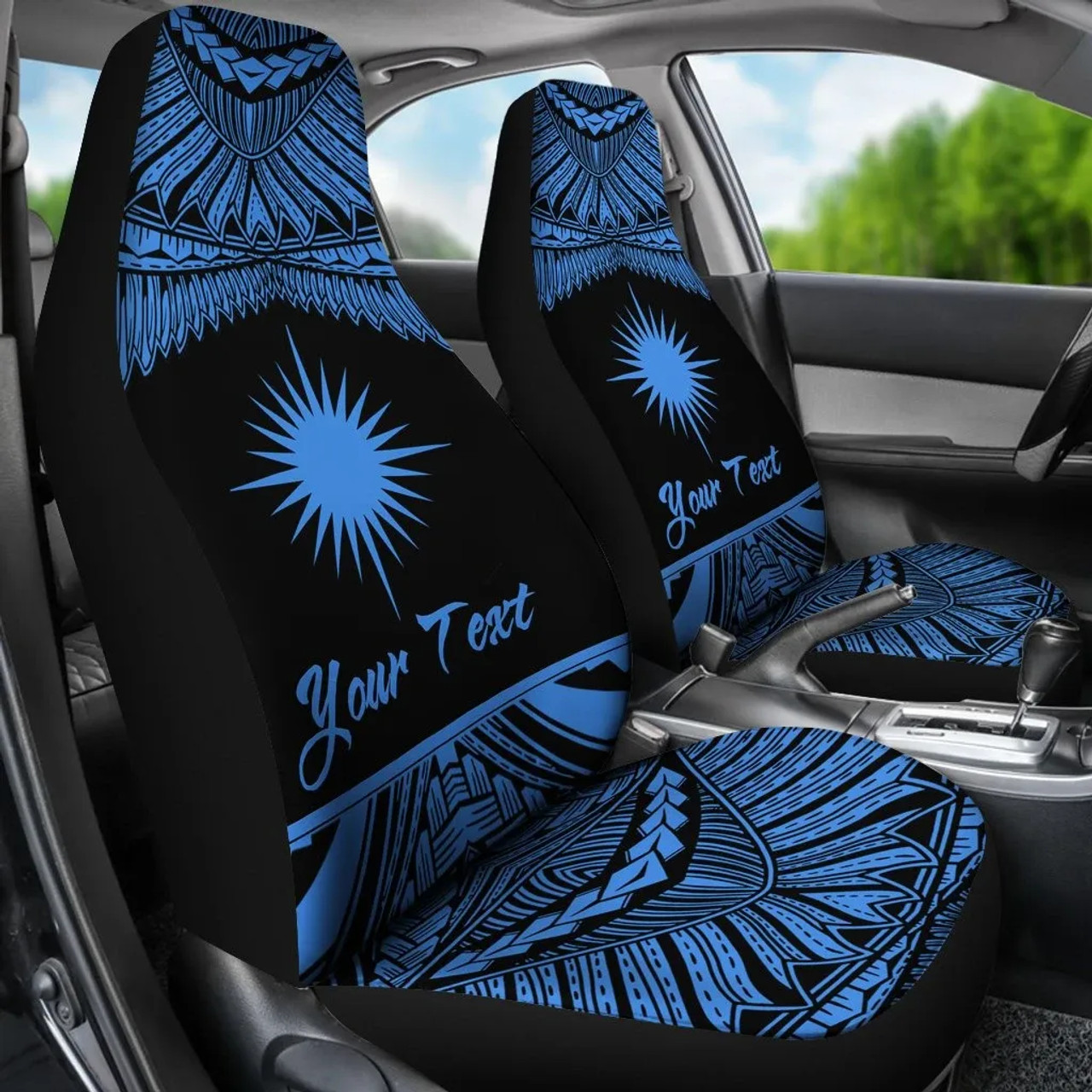 Marshall Islands Polynesian Custom Personalised Car Seat Covers - Pride Blue Version