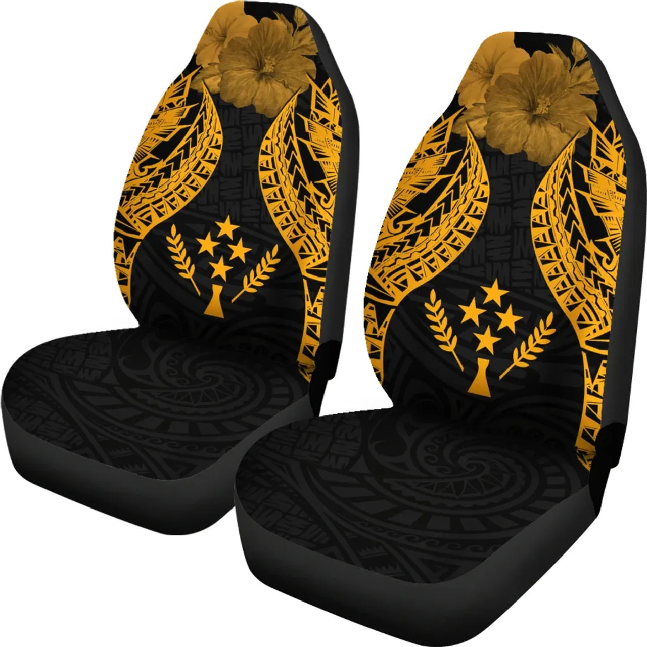 Kosrae Polynesian Car Seat Covers Pride Seal And Hibiscus Gold