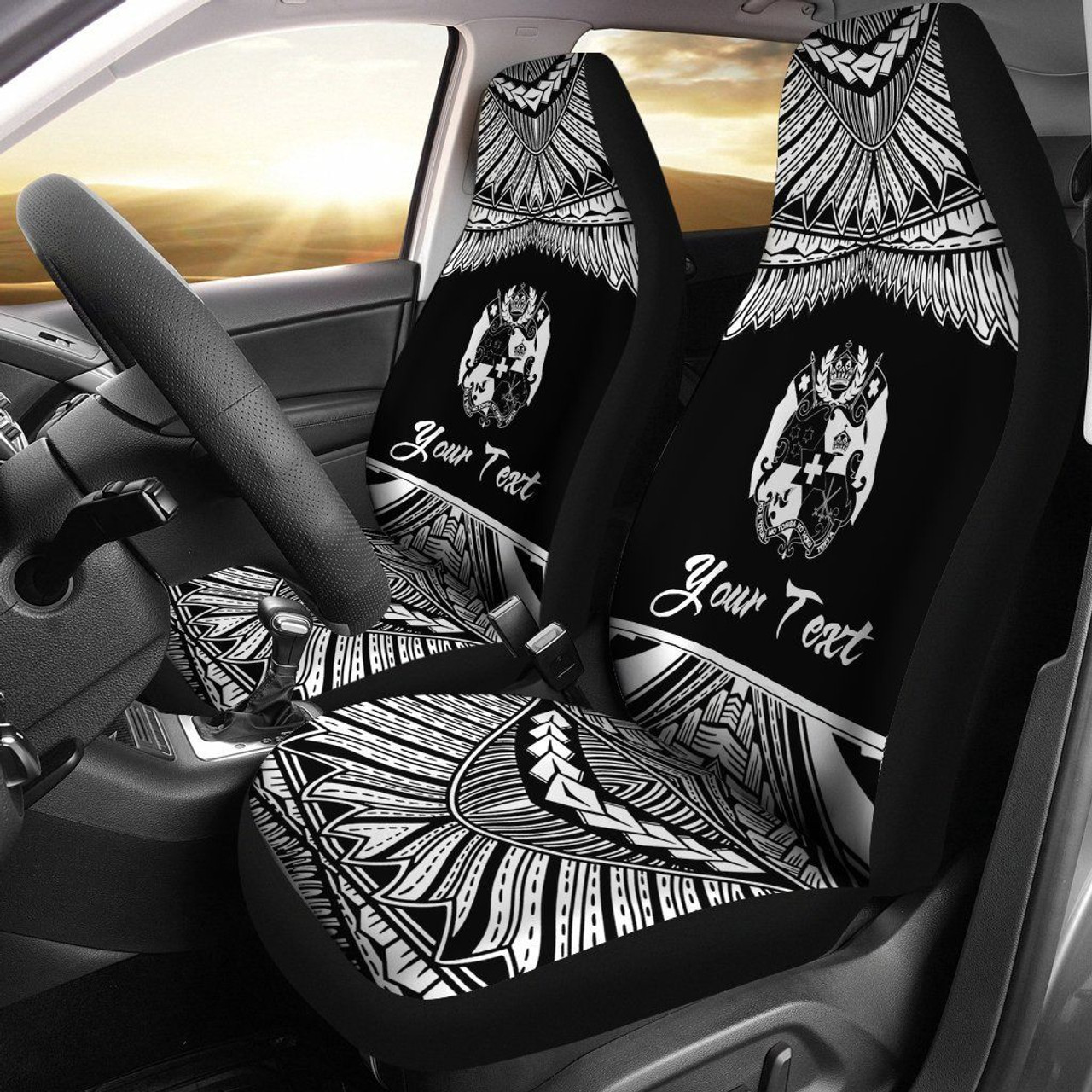 Tonga Polynesian Custom Personalised Car Seat Covers - Pride White Version