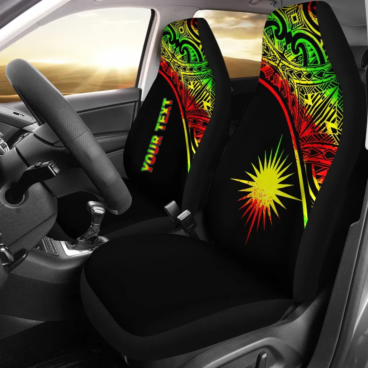 Marshall Islands Car Seat Covers - Marshall Islands Flag Polynesian Reggae Curve