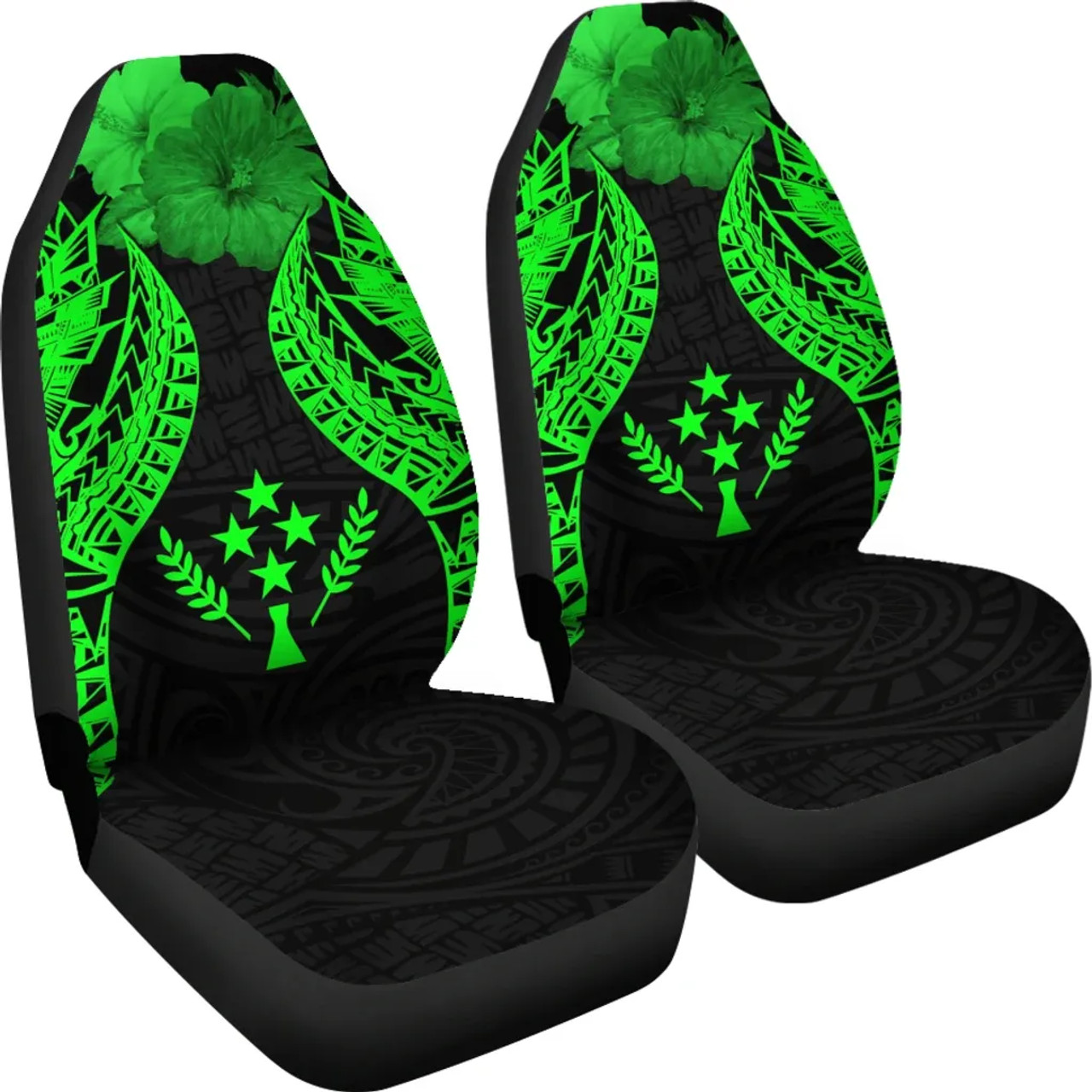 Kosrae Polynesian Car Seat Covers Pride Seal And Hibiscus Green