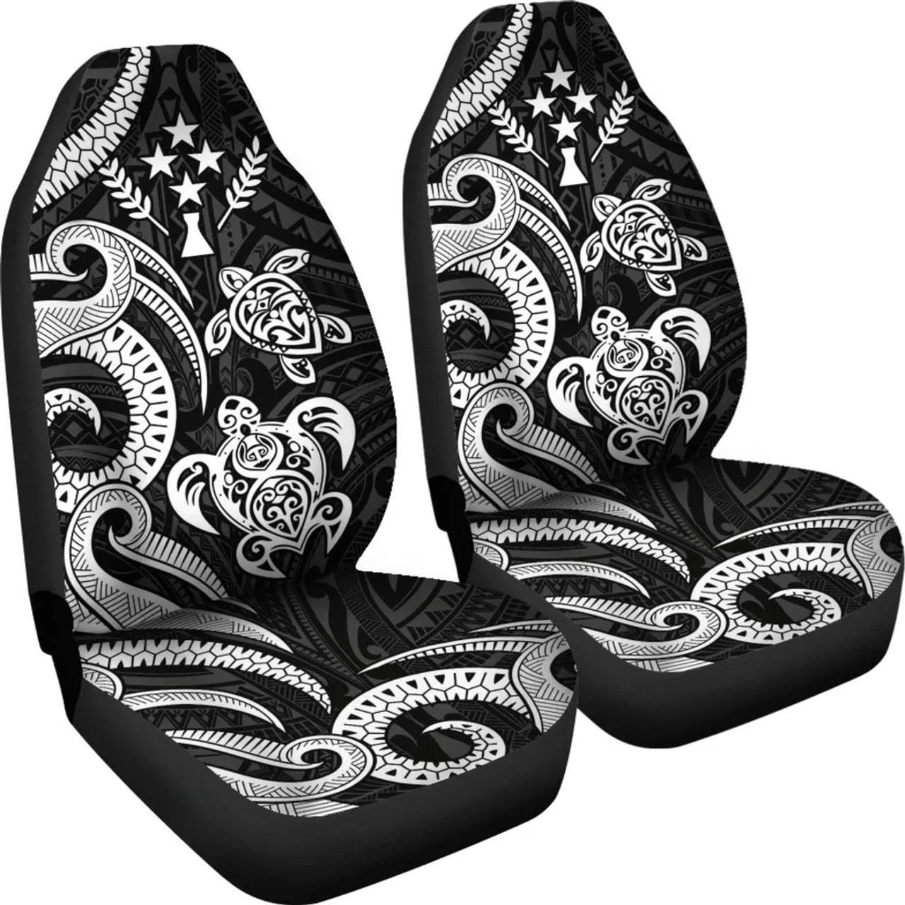 Kosrae Micronesian Car Seat Covers - White Tentacle Turtle