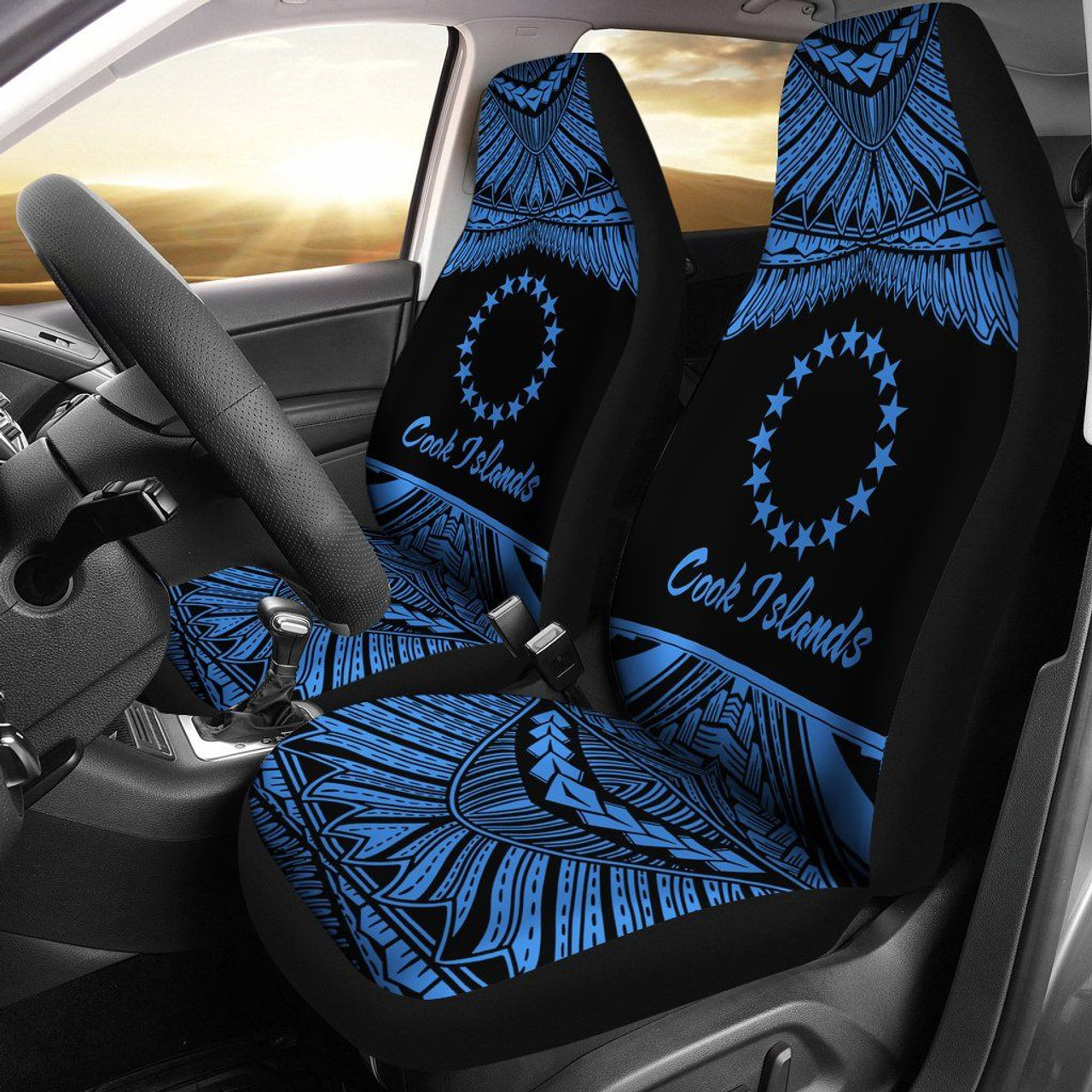 Cook Islands Polynesian Car Seat Covers - Pride Blue Version