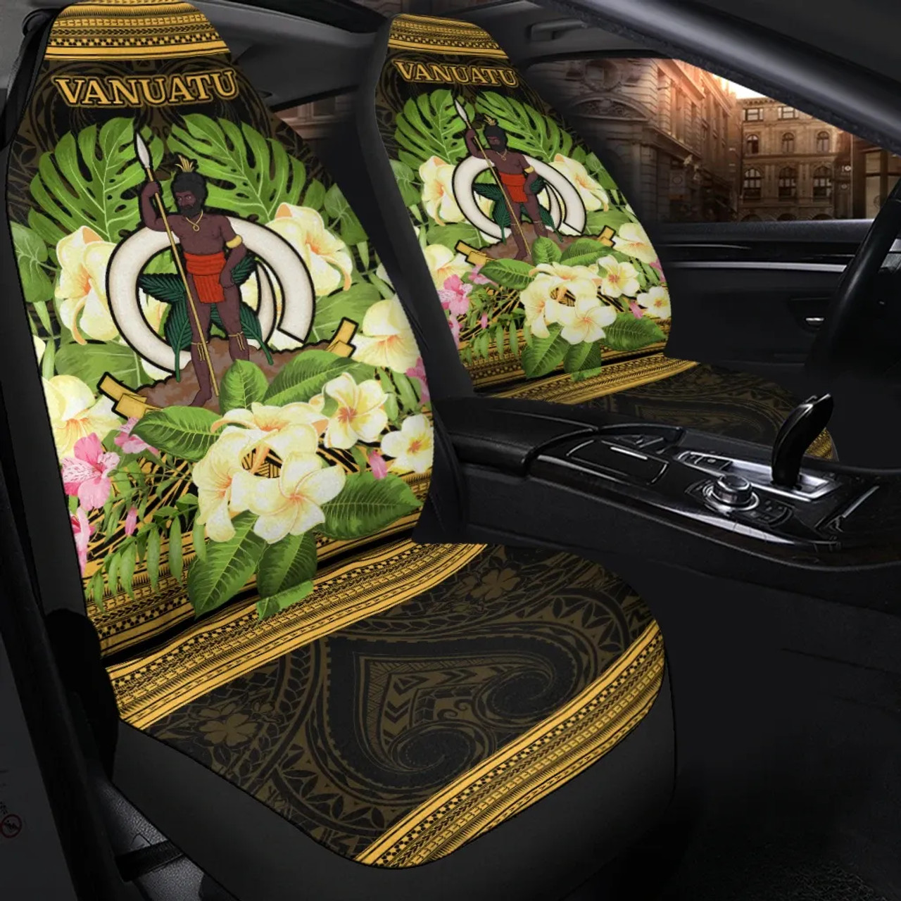 Vanuatu Car Seat Cover - Polynesian Gold Patterns Collection