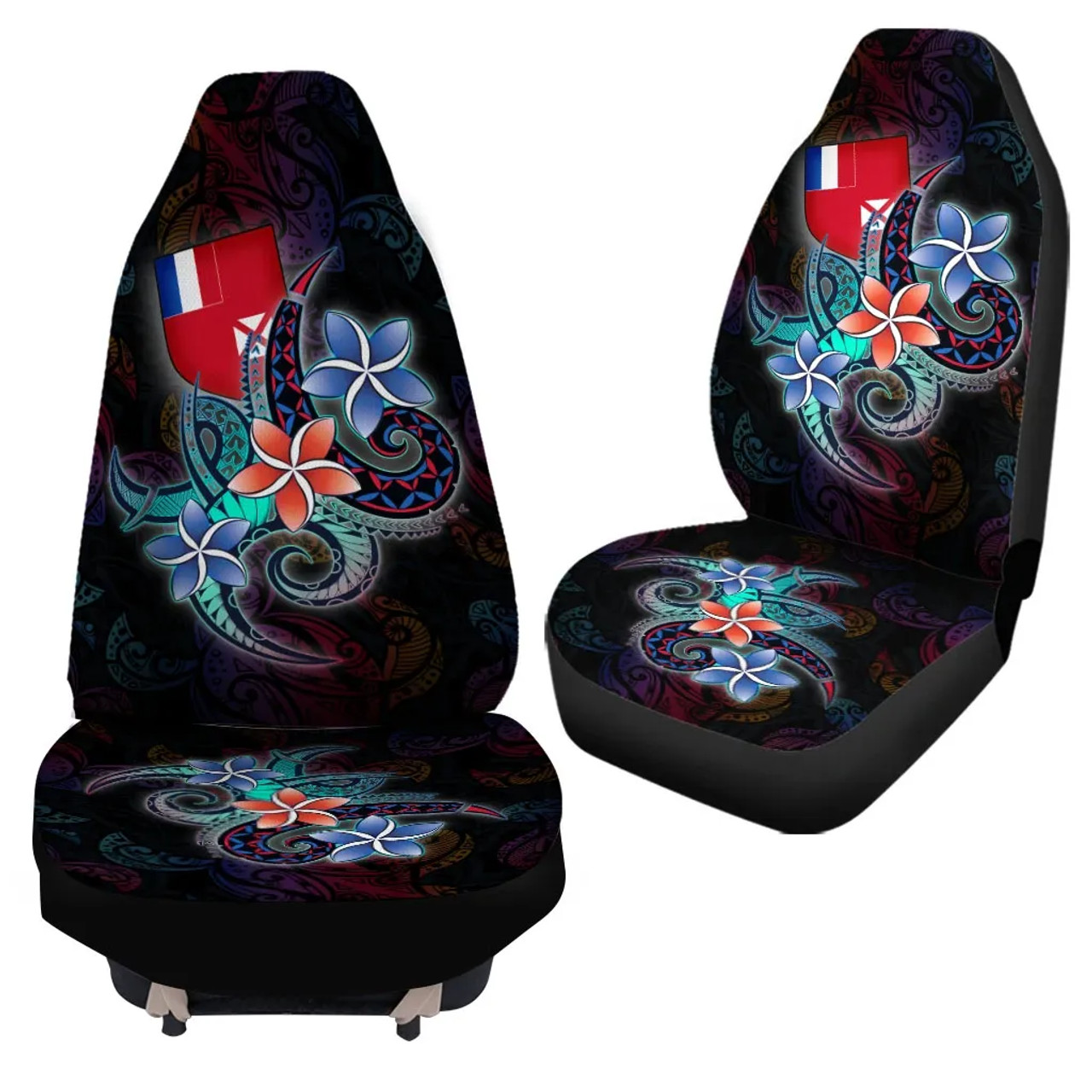 Wallis and Futuna Car Seat Cover - Plumeria Flowers Style