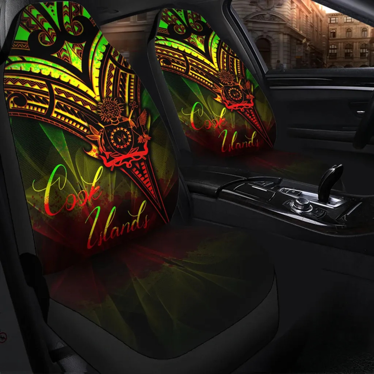 Cook Islands Car Seat Cover - Cross Style Reggae Color