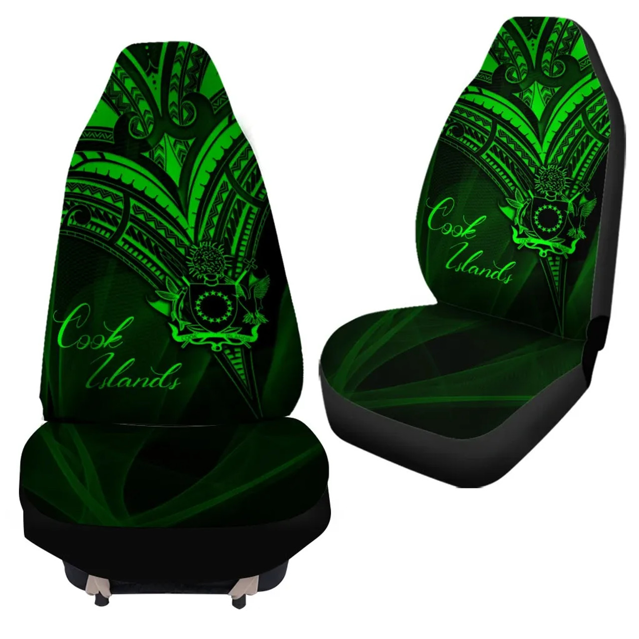 Cook Islands Car Seat Cover - Green Color Cross Style