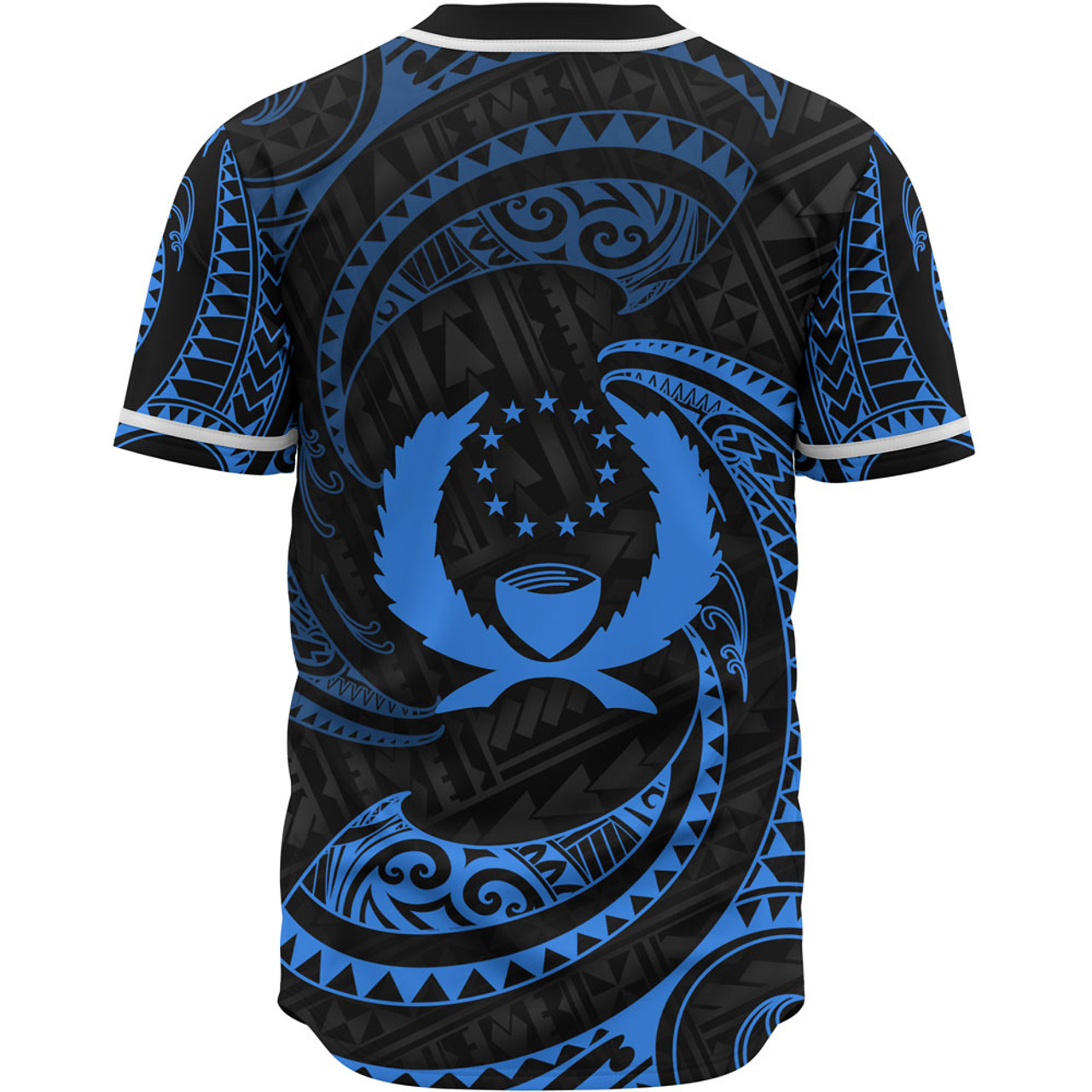 Pohnpei Polynesian Baseball Shirt - Blue Tribal Wave