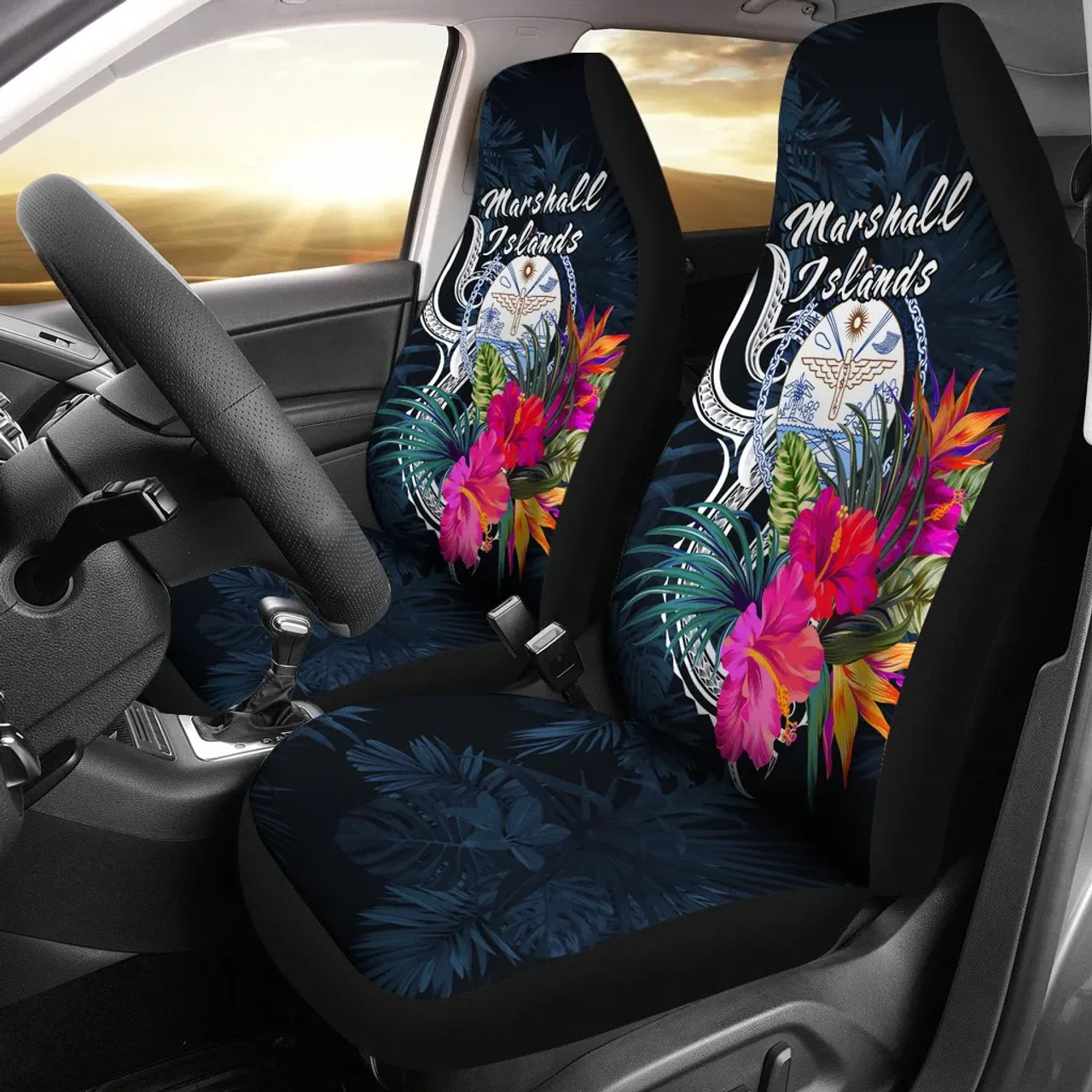 Marshall Islands Polynesian Car Seat Covers - Tropical Flower