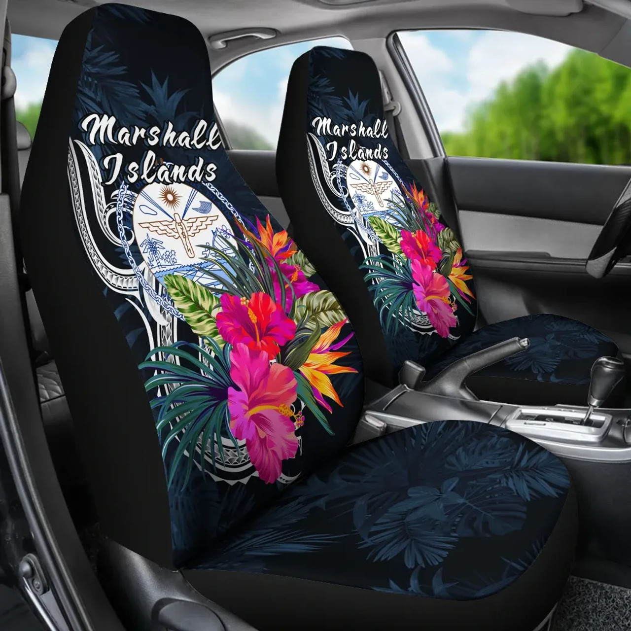 Marshall Islands Polynesian Car Seat Covers - Tropical Flower