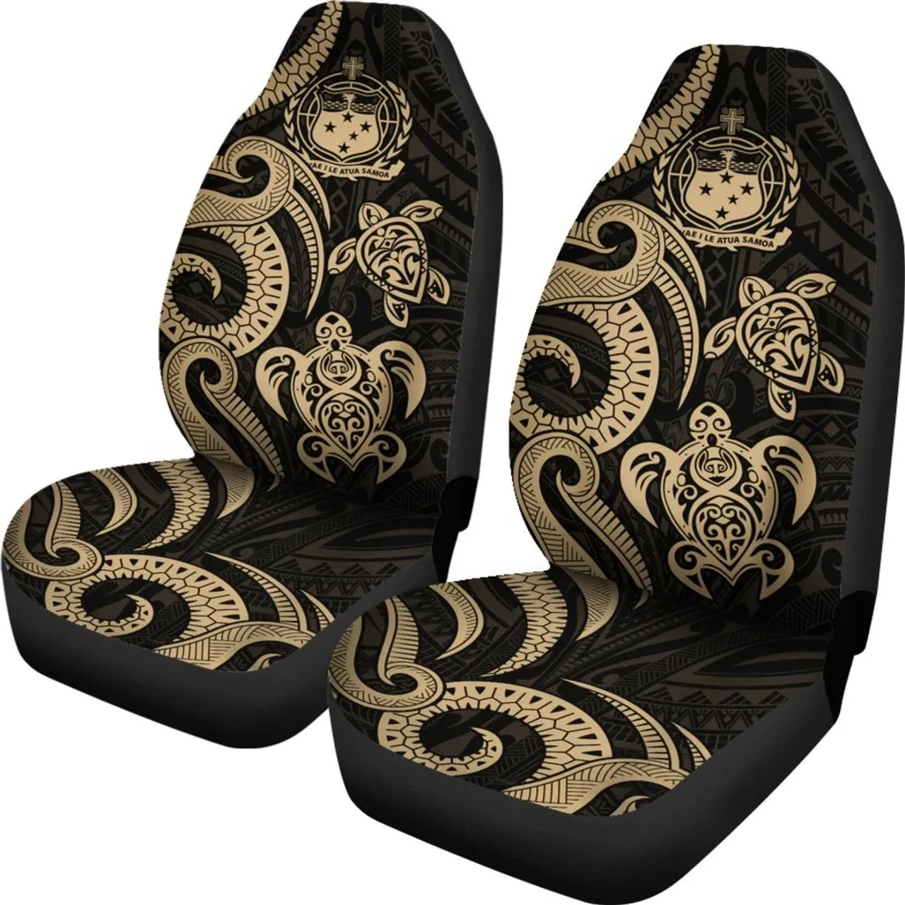 Samoa Polynesian Car Seat Covers - Gold Tentacle Turtle