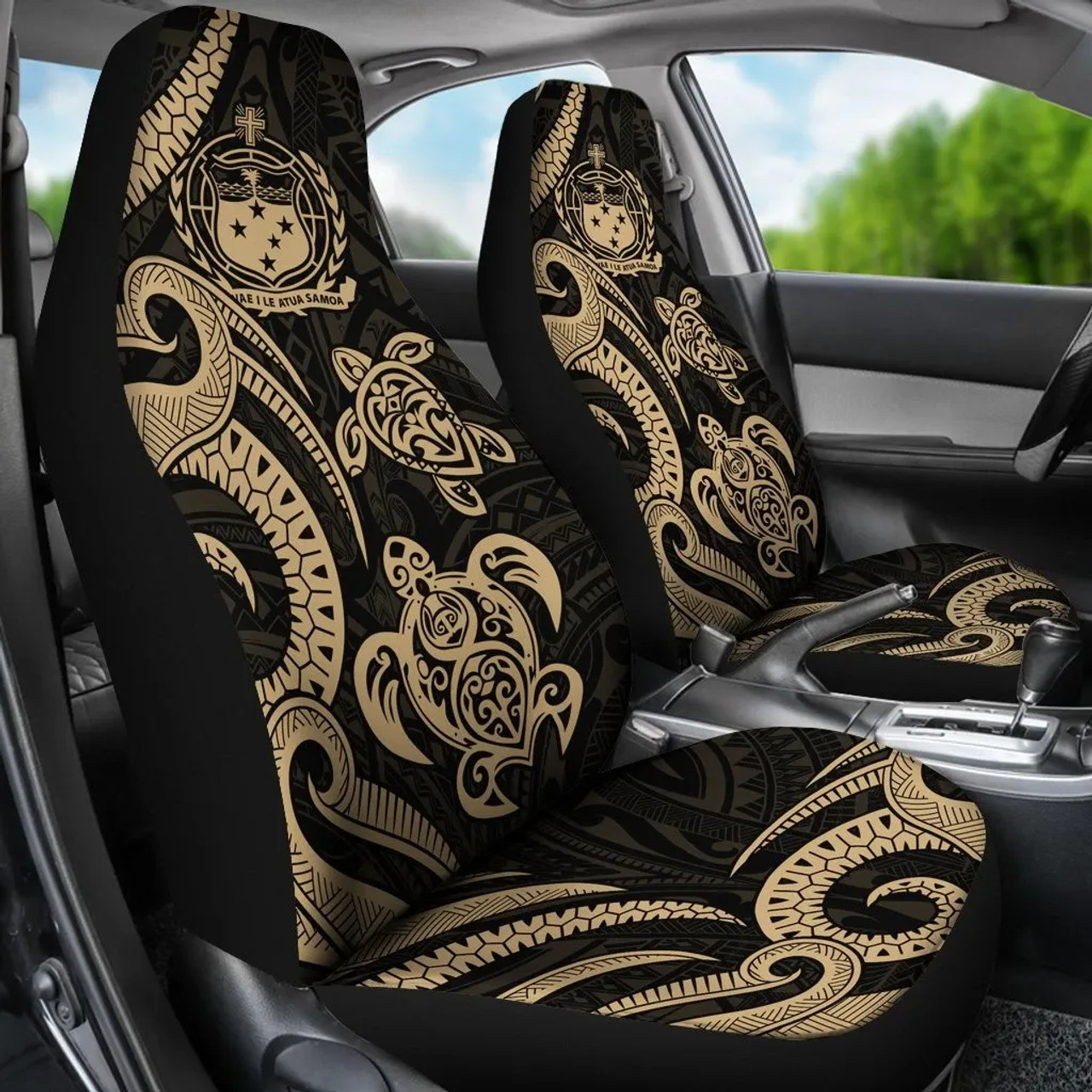Samoa Polynesian Car Seat Covers - Gold Tentacle Turtle