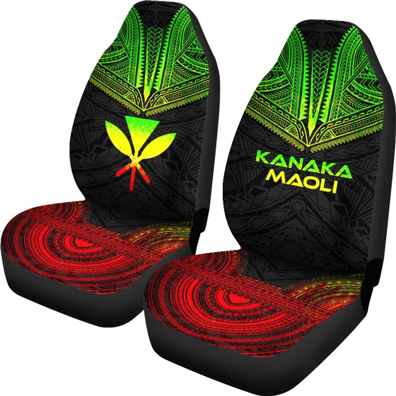 Hawaii Car Seat Cover - Kanaka Maoli Polynesian Chief Tattoo Reggae Version