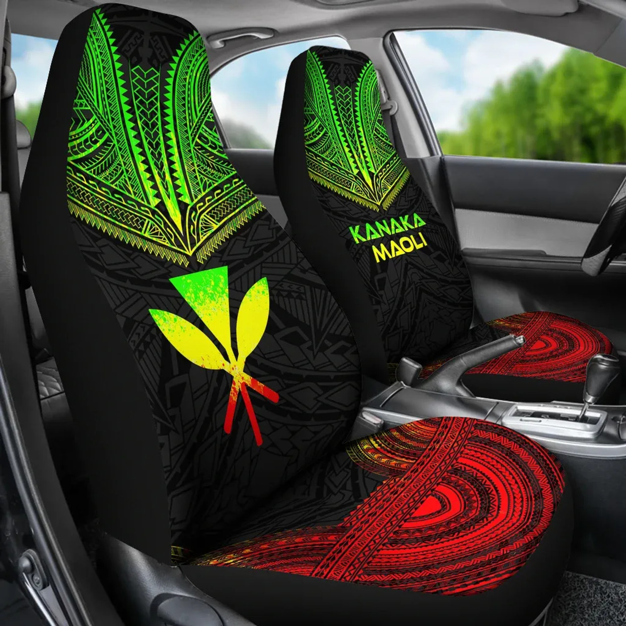 Hawaii Car Seat Cover - Kanaka Maoli Polynesian Chief Tattoo Reggae Version