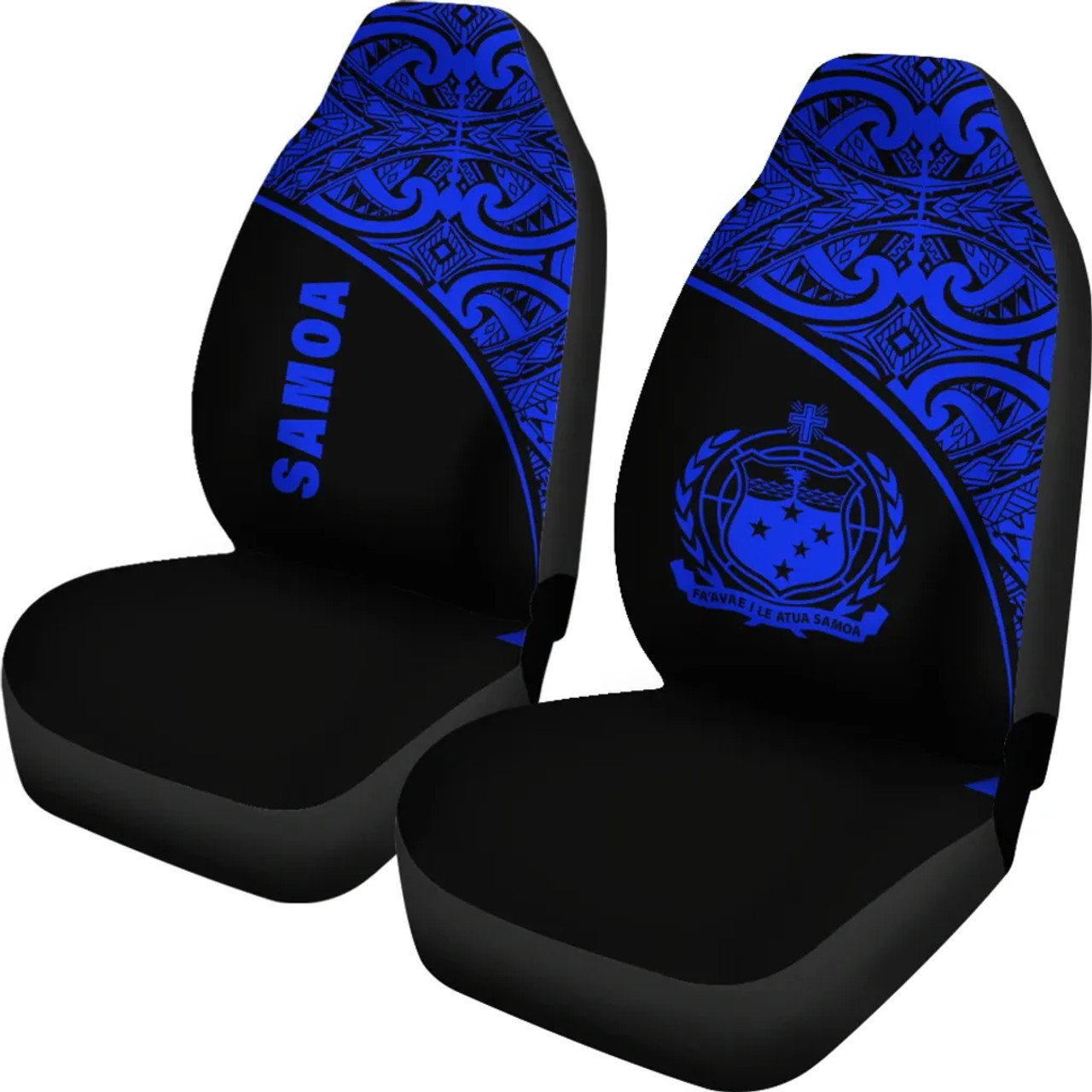 Samoa Car Seat Covers - Samoa Coat Of Arms Polynesian Blue Curve