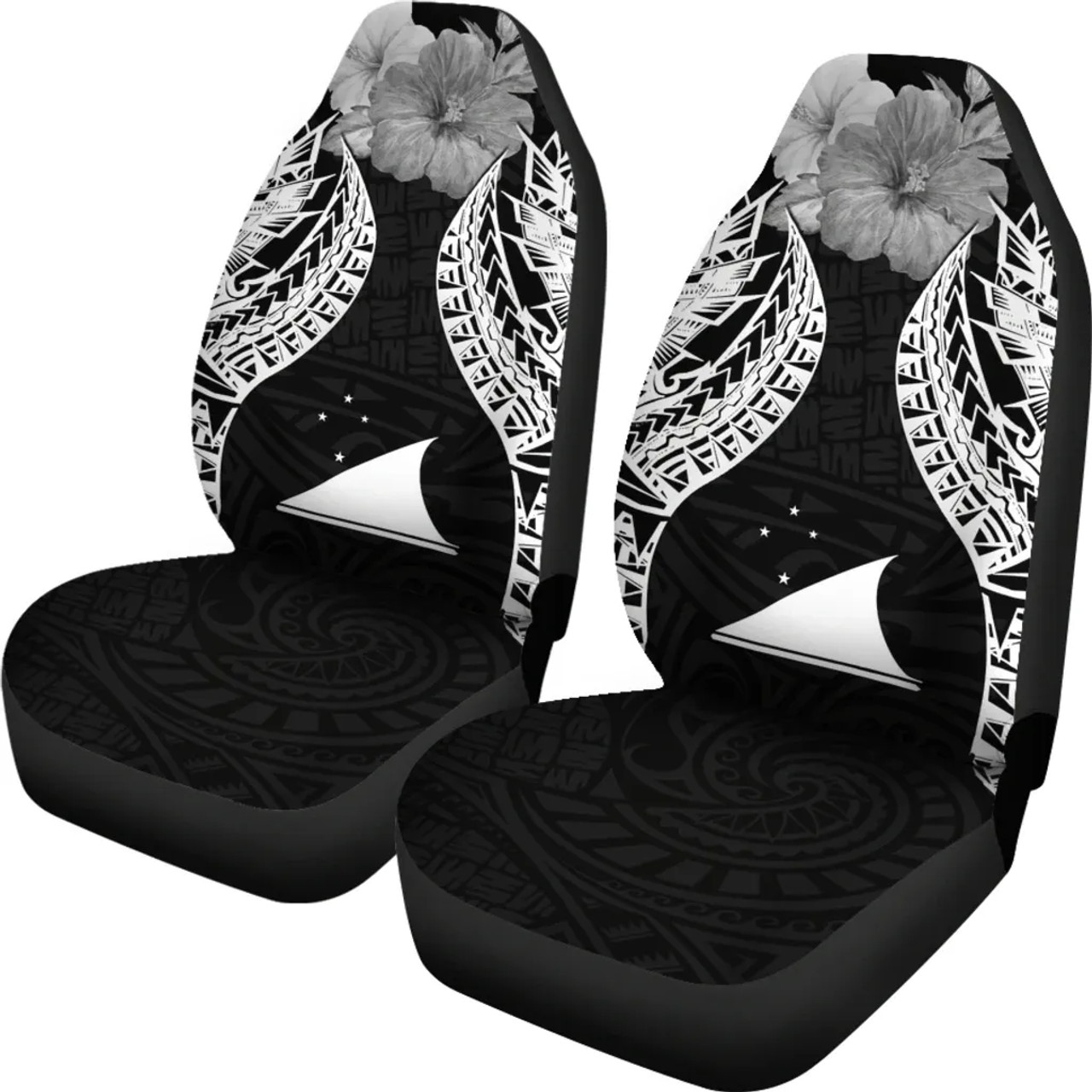 Tokelau Polynesian Car Seat Covers Pride Seal And Hibiscus Black