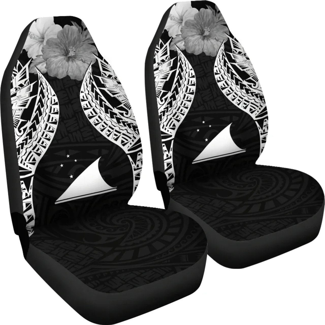 Tokelau Polynesian Car Seat Covers Pride Seal And Hibiscus Black