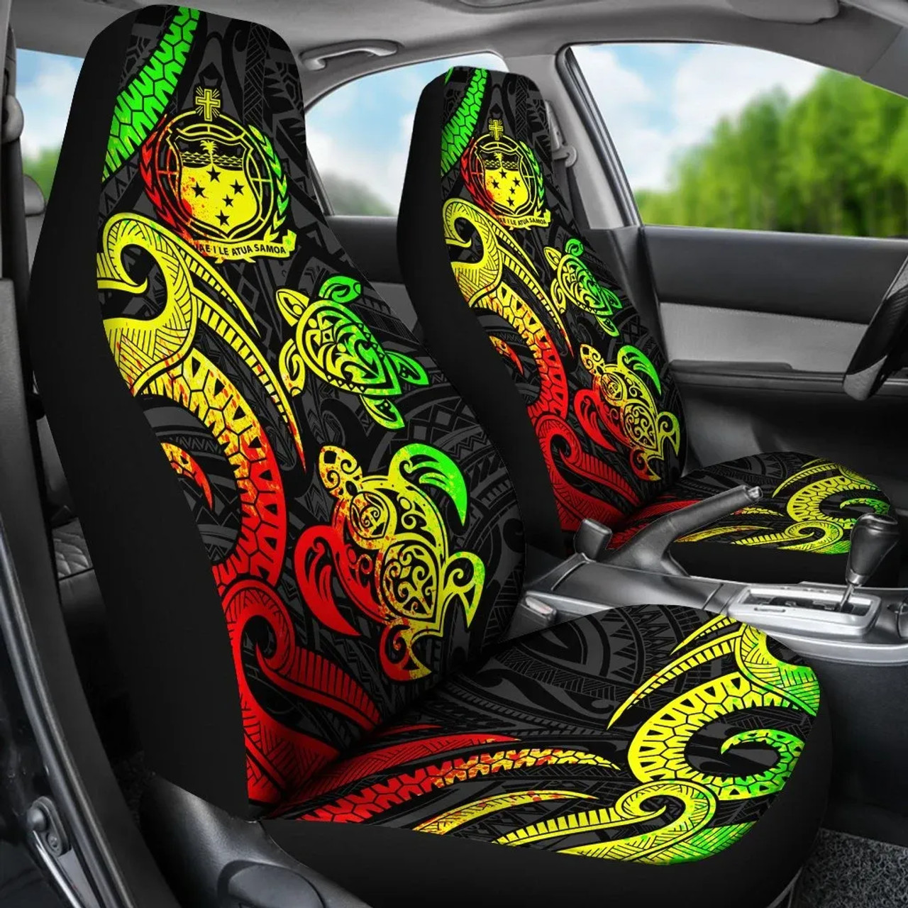 Samoa Polynesian Car Seat Covers - Reggae Tentacle Turtle