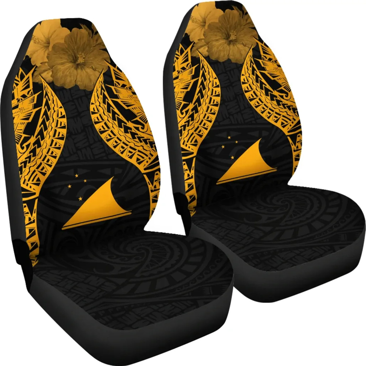 Tokelau Polynesian Car Seat Covers Pride Seal And Hibiscus Gold