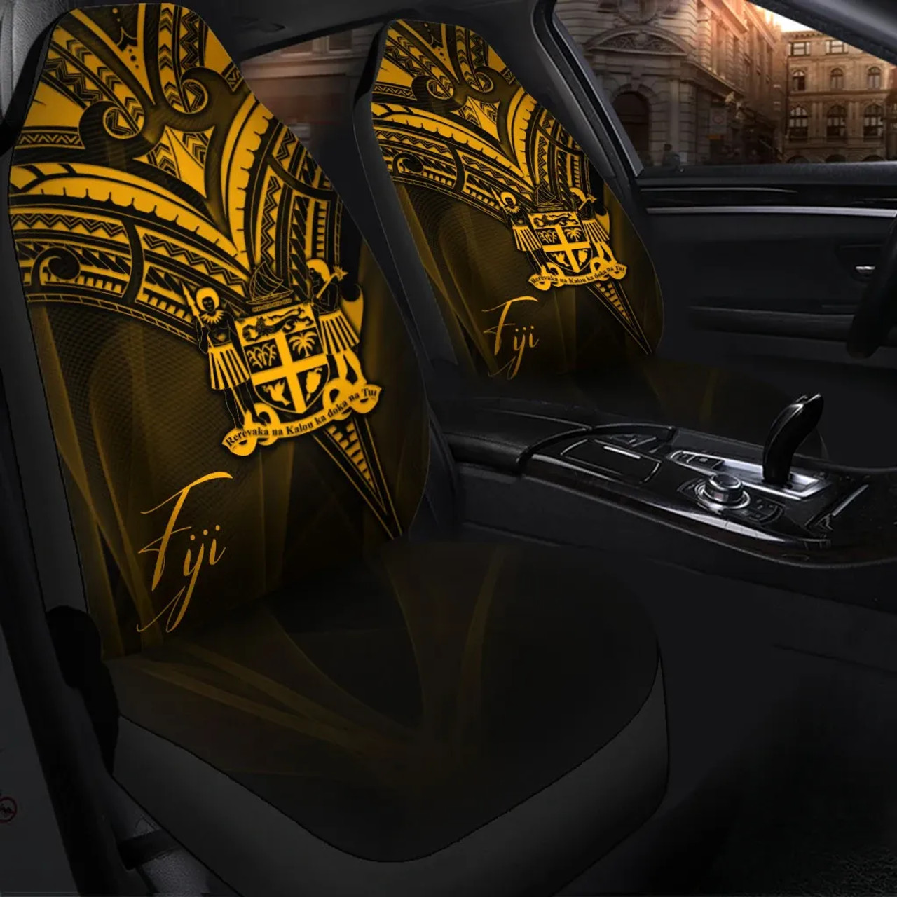 Fiji Car Seat Cover - Gold Color Cross Style