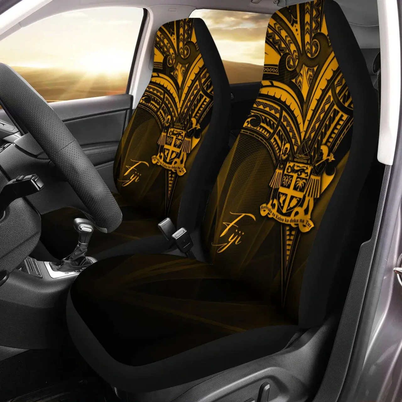 Fiji Car Seat Cover - Gold Color Cross Style