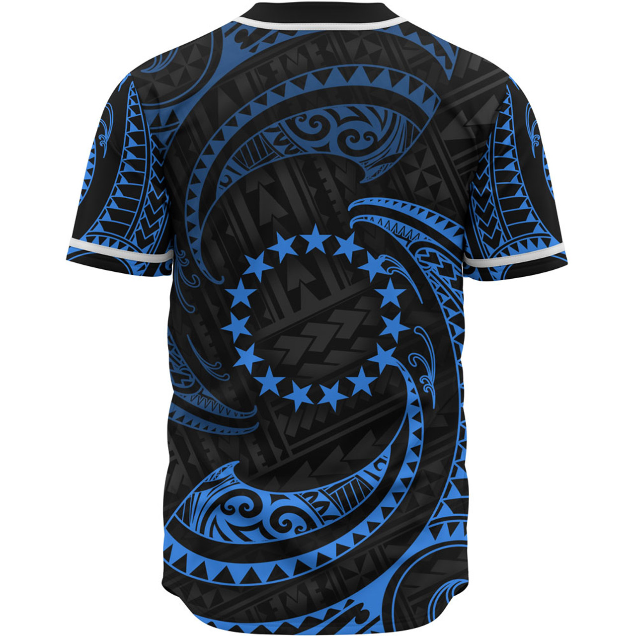 Cook Islands Polynesian Custom Personalised Baseball Shirt - Blue Tribal Wave