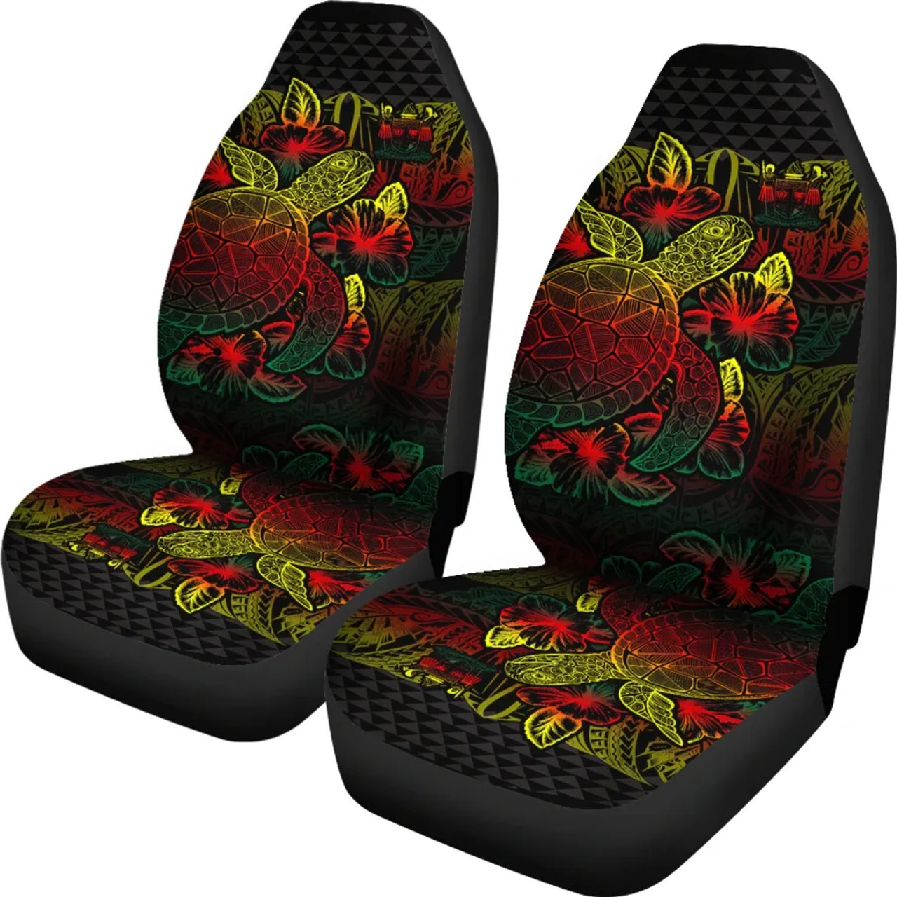 Fiji Car Seat Covers - Fiji Coat Of Arms Turtle Hibiscus Reggae