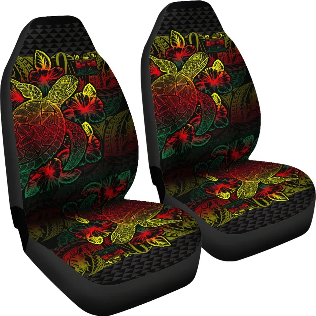 Fiji Car Seat Covers - Fiji Coat Of Arms Turtle Hibiscus Reggae