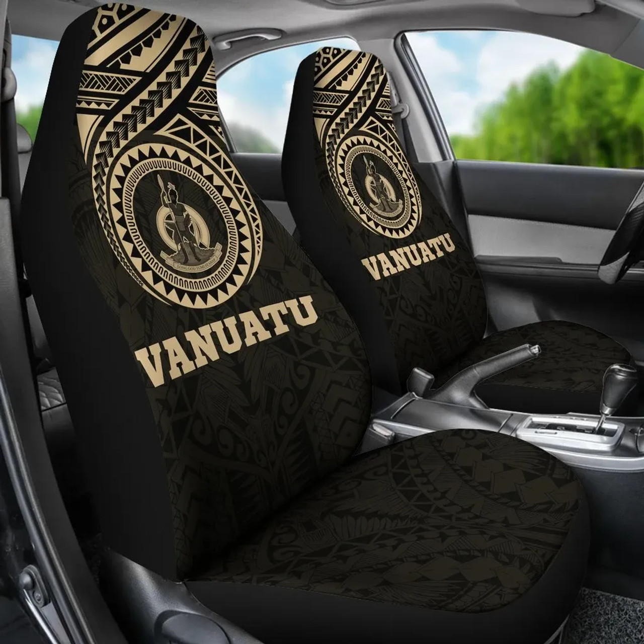 Vanuatu Car Seat Covers - Vanuatu Coat Of Arms Polynesian Tattoo