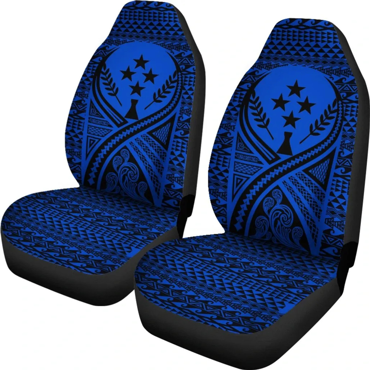 Kosrae Car Seat Cover - Kosrae Flag Polynesian Tattoo Blue