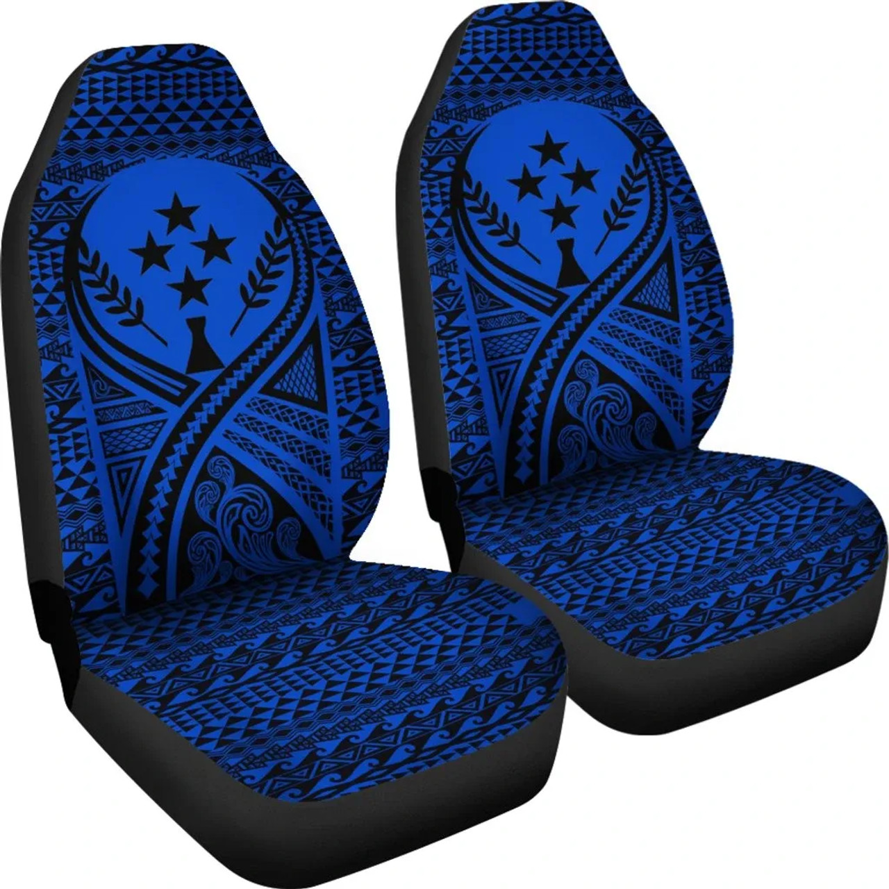 Kosrae Car Seat Cover - Kosrae Flag Polynesian Tattoo Blue
