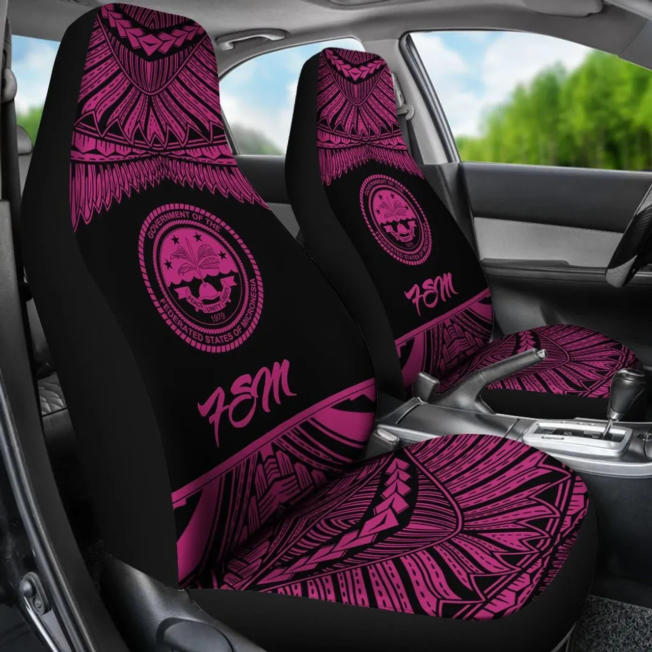 Federated States Of Micronesia Polynesian Car Seat Covers - Pride Pink Version