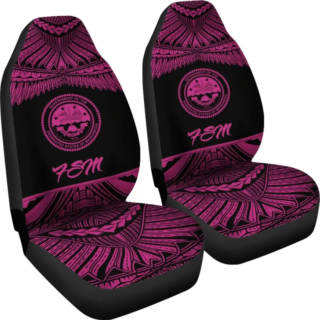 Federated States Of Micronesia Polynesian Car Seat Covers - Pride Pink Version