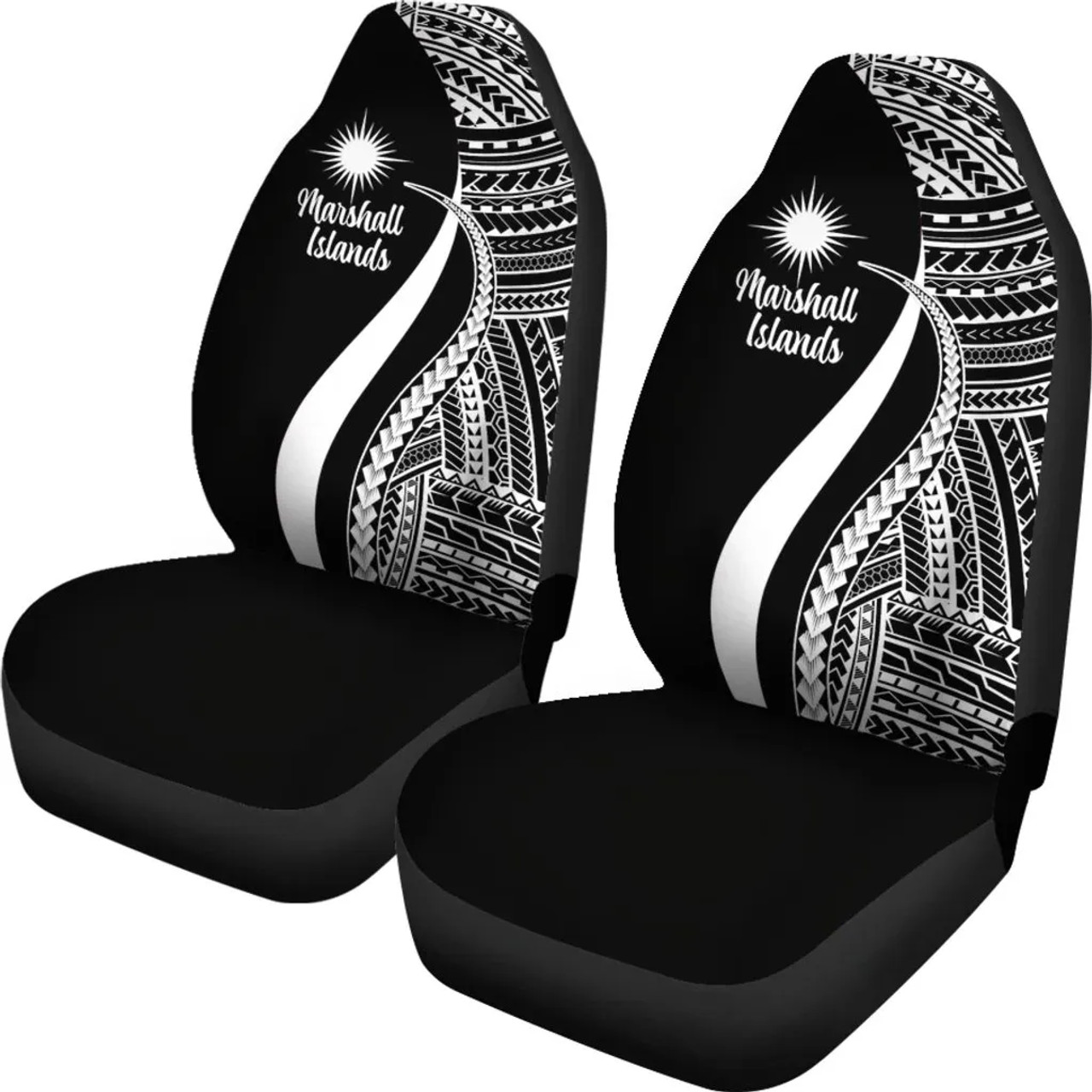 Marshall Islands Car Seat Covers - White Polynesian Tentacle Tribal Pattern