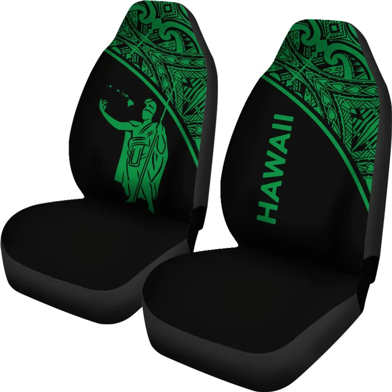 Hawaii Car Seat Covers - Kamehameha King Polynesian Green Curve