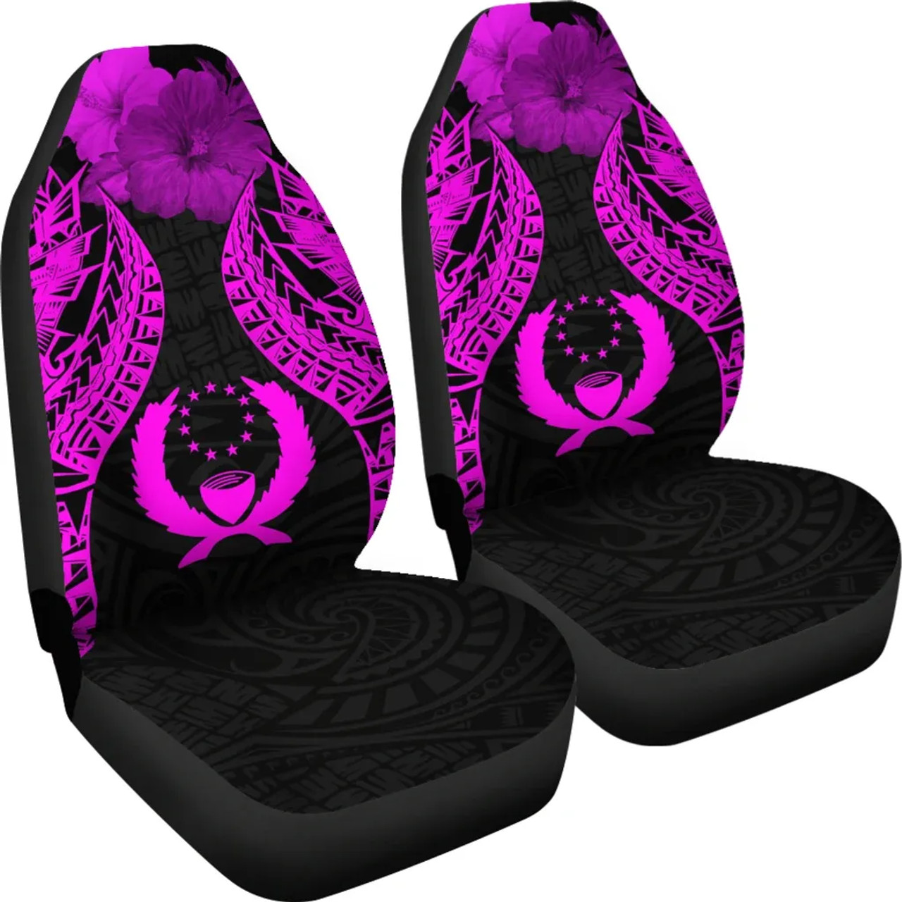 Pohnpei Polynesian Car Seat Covers Pride Seal And Hibiscus Pink