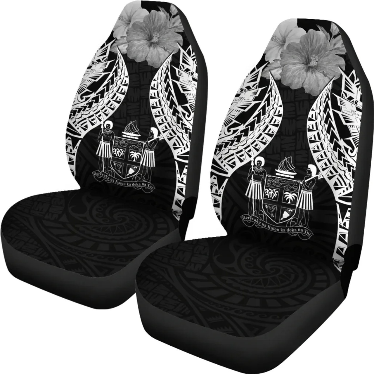 Fiji Polynesian Car Seat Covers Pride Seal And Hibiscus Black