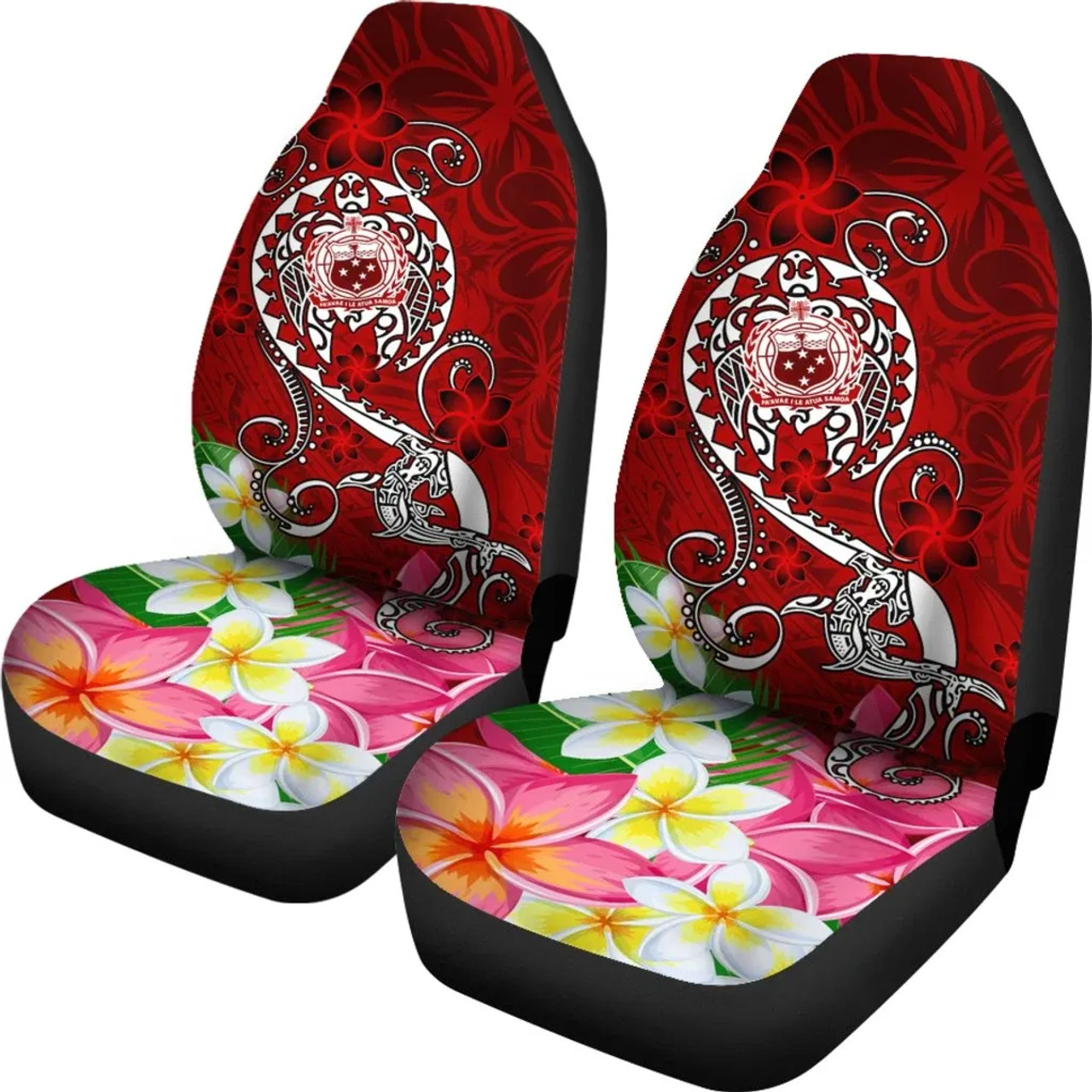 Samoa Car Seat Covers - Turtle Plumeria (Red)