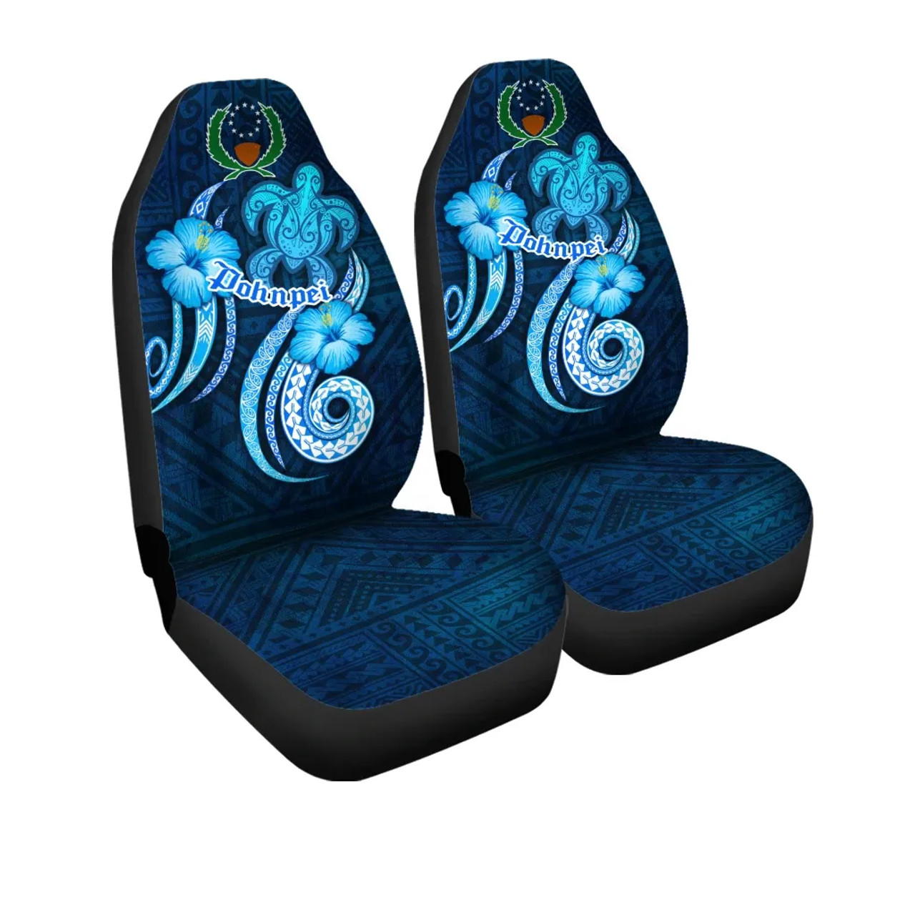 Pohnpei Car Seat Covers - Turtle and Tribal Tattoo Of Polynesian