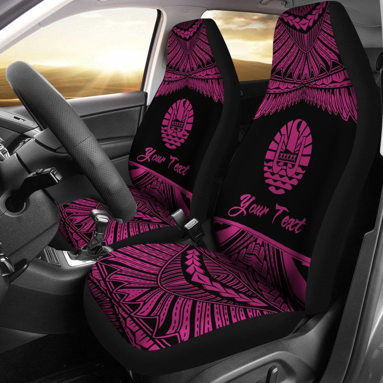 Tahiti Polynesian Custom Personalised Car Seat Covers - Pride Pink Version