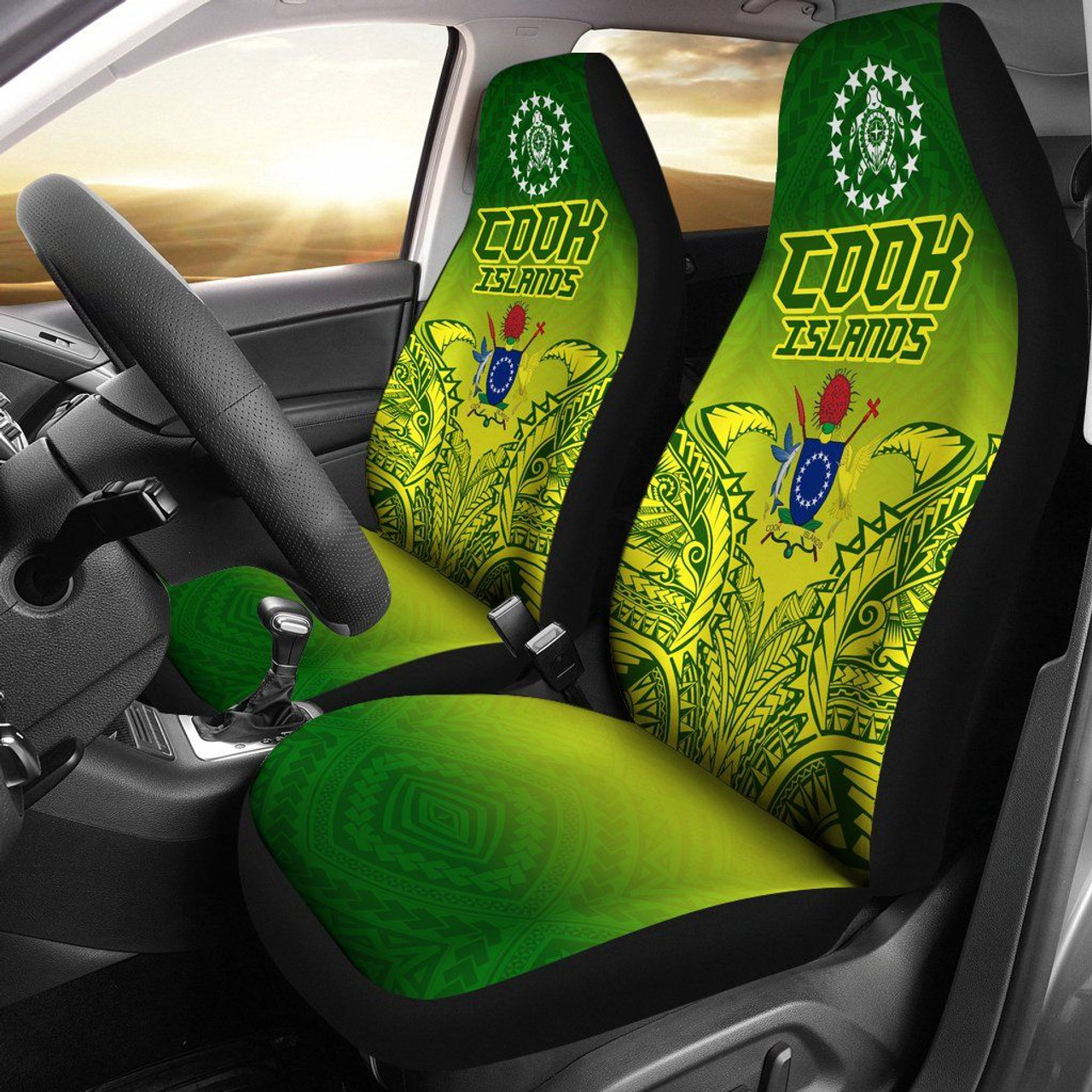 Cook Islands Car Seat Covers - Cook Islands Flag Turtle Coat Of Arms Premium